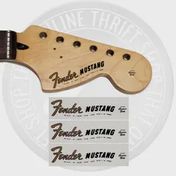 FENDER 60'S MUSTANG WATERSLIDE GUITAR NECK HEADSTOCK DECALS (SET OF 3)