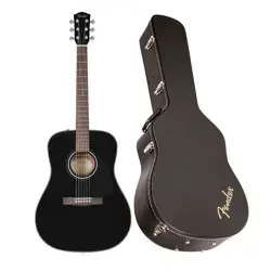 FENDER CD-60 DREADNOUGHT V3 ACOUSTIC GUITAR WITH CASE, WALNUT FINGERBOARD, BLACK