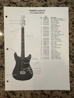 PARTS LIST FENDER