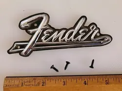 VINTAGE 1960S USA FENDER  GUITAR AMPLIFIER LOGO AMP BADGE NICE VTG CONDITION