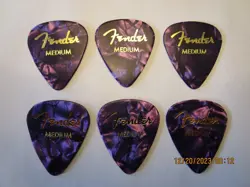6 PACK FENDER 351 PREMIUM CELLULOID GUITAR PICKS - MEDIUM, PURPLE MOTO #901