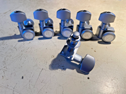 FENDER BRUSHED CHROME F LOGO LOCKING TUNERS GRADUATED STRAT TELE STRATOCASTER