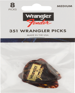 FENDER X WRANGLER GUITAR PICKS, 351 SHAPE, TORTOISE SHELL, MEDIUM (8 PICKS)