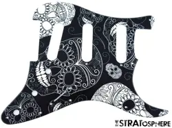 *NEW STRATOCASTER PICKGUARD FOR FENDER STRAT STANDARD 11 HOLE SKULLS PRINT