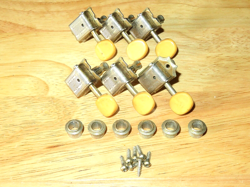 FENDER 1965 KLUSON NICKEL DELUXE SINGLE LINE INLINE TUNER W/ WHITE OVAL KEYS