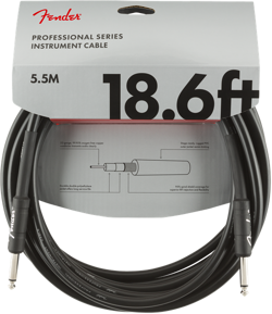 FENDER PROFESSIONAL SERIES BLACK GUITAR/INSTRUMENT CABLE, STRAIGHT, 18.6' FT