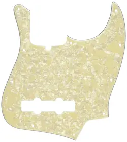 GENUINE FENDER STANDARD JAZZ/J-BASS PICKGUARD, 10-HOLE, AGED WHITE MOTO