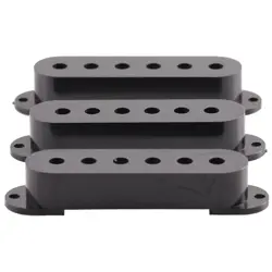 BLACK SINGLE COIL PICKUP COVERS FOR FENDER STRAT GUITAR - PACK OF 3