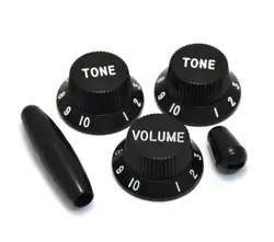 BLACK KNOB/TREM/SWITCH TIP SET FOR FENDER STRATOCASTER/STRAT PK-0178-023