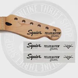 SQUIER BY FENDER TELE CUSTOM WATERSLIDE HEADSTOCK DECALS W/ CS LOGO (SET OF 2)