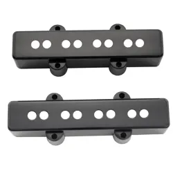 MUSICLILY PRO 2PCS BLACK PLASTIC F63/R65MM PICKUP COVER SET FOR FENDER JAZZ BASS
