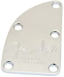 GENUINE FENDER CORONA CALIFORNIA AMERICAN DELUXE BASS 5-BOLT NECK PLATE, CHROME