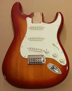 2007 FENDER SQUIER STANDARD STRATOCASTER LOADED GUITAR BODY CHERRY STRAT ALNICO