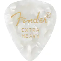 FENDER PREMIUM CELLULOID 351 SHAPE GUITAR PICKS, EXTRA HEAVY, WHITE MOTO 12-PACK