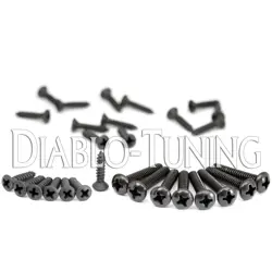 BLACK - PICKGUARD (20) & PICKUP MOUNTING (8) SCREWS - FITS FENDER STRATOCASTER