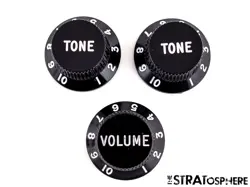 FENDER SQUIER CLASSIC VIBE 70S STRAT GUITAR KNOBS, VOLUME TONE STRATOCAST BLACK