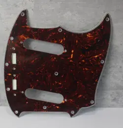 MUSTANG PICKGUARD FOR VINTAGE 60S FENDER  - BROWN TORTOISE SHELL CELLULOID TOP