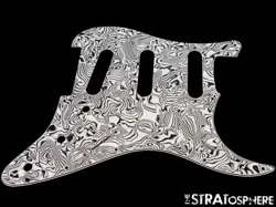 *NEW BLACK/WHITE ABALONE STRATOCASTER PICKGUARD FOR FENDER STRAT 3 PLY STANDARD
