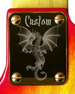 NECK PLATE NECKPLATE GOLD FENDER STRAT TELE P BASS J BASS GUITAR DRAGON CUSTOM 1
