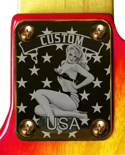 NECK PLATE NECKPLATE GOLD FENDER STRAT TELE P J BASS GUITAR PIN UP CUSTOM USA