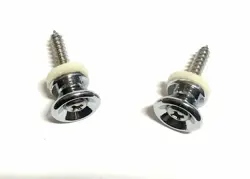 QUALITY VINTAGE STYLE STRAP BUTTON CHROME SET 2 FOR GIBSON STYLE IBANEZ GUITAR