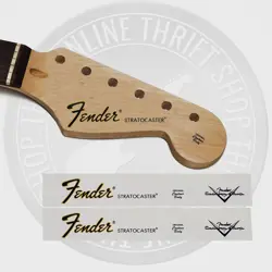FENDER STRAT WATERSLIDE GUITAR HEADSTOCK DECALS WITH CUSTOM SHOP LOGO (SET OF 2)