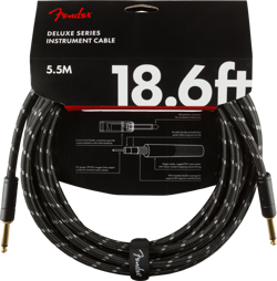 FENDER DELUXE SERIES INSTRUMENT CABLE, STRAIGHT/STRAIGHT, 18.6', BLACK TWEED