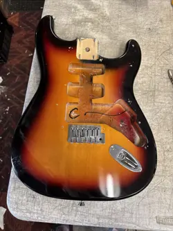 2005 SQUIER STRATOCASTER BODY SRV NITRO SUNBURST -LUTHIER PARTS BUILD PARTS