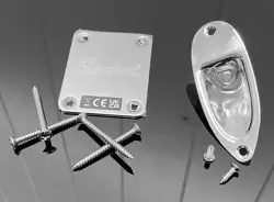 FENDER SQUIER NECK PLATE & JACK PLATE TELE STRAT ELECTRIC GUITAR W/ SCREWS