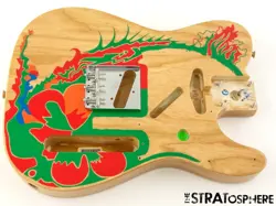 FENDER JIMMY PAGE TELECASTER BODY & HARDWARE, TELE GUITAR ASH NATURAL W/ ARTWORK
