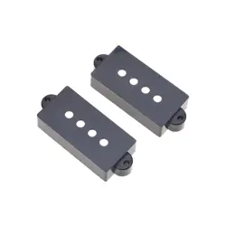 MUSICLILY PRO 2PCS BLACK PLASTIC PICKUP COVERS SET FOR FENDER PRECISION BASS PB