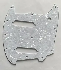 GUITAR PICKGUARD FOR FENDER OFFSET SERIES MUSTANG STYLE 4 PLY WHITE PEARL
