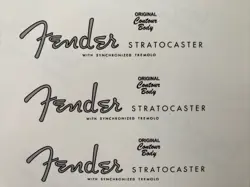 FENDER SPAGHETTI STRATOCASTER WATERSLIDE HEADSTOCK DECAL (3 PC NON-MET SILVER)