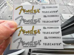 1SET FENDER TELECASTER TELE GUITAR BASS HEADSTOCK VINYL UV RAISED DECALS STICKER