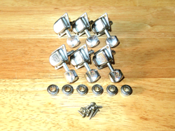 FENDER 1980 USA CHROME TRAPEZOID F LOGO TUNERS