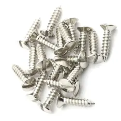 (20) SLOT HEAD PICKGUARD PLATE/COVER SCREWS SLOTTED FOR FENDER GUITARS - NICKEL