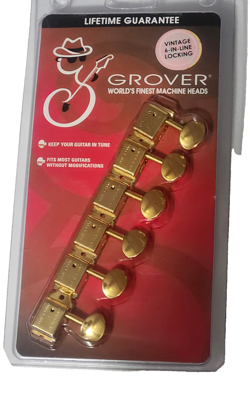 GROVER GOLD 6 INLINE GUITAR TUNERS FOR VINTAGE FENDER STRAT/TELE 133G6