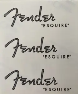 50S/60S FENDER ESQUIRE WATERSLIDE HEADSTOCK DECAL (3 PCS. FLAT SILVER)