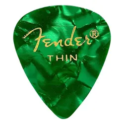 FENDER 351 PREMIUM CELLULOID GUITAR PICKS 12-PACK - GREEN MOTO - THIN