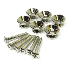 (3 PAIRS) ECONOMY NICKEL STRAP BUTTONS FOR FENDER STRAT/TELE/BASS ESBF-3N