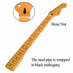 DIY ELECTRIC GUITAR NECK YELLOW CANADA MAPLE 22 FRET FOR FENDER ST REPLACEMENT