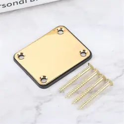 CHROME ELECTRIC GUITAR NECK PLATE W/ 4 SCREWS FOR FENDER STRATOCASTER TELECASTER