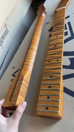 21 FRETS TIGER ROASTED FLAME MAPLE GUITAR NECK FOR FENDER TELECASTER REPLACEMENT