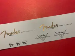 FENDER USA GOLD STRATOCASTER GUITAR WATERSLIDE HEADSTOCK DECAL METALLIC INKS