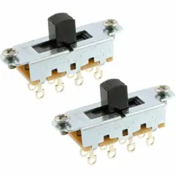 NEW (2) SWITCHCRAFT ON-OFF-ON SLIDE SWITCH FOR FENDER MUSTANG - BLACK KNOB