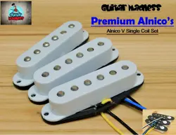 G.M. PREMIUM ALNICO'S WHITE STRAT STRATOCASTER SINGLE COIL SET FOR FENDER
