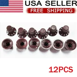 12X CHOCOLATE BROWN GUITAR AMP KNOB AMPLIFIER SKIRTED KNOBS FOR FENDER
