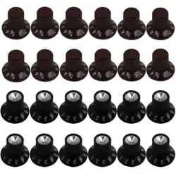 12PCS GUITAR AMP KNOB AMPLIFIER SKIRTED KNOBS BLACK SILVER CAP FOR FENDER NEW