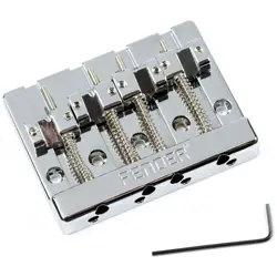 FENDER HIMASS 4-STRING BASS BRIDGE ASSEMBLY WITH BRASS SADDLES, CHROME
