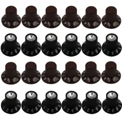 12PCS GUITAR AMP KNOB AMPLIFIER SKIRTED KNOBS BLACK SILVER CAP FOR FENDER H